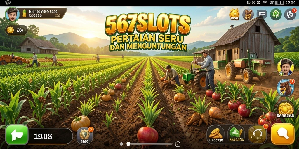 Tampilan menarik dari gameplay pertanian di 567SLOTS.