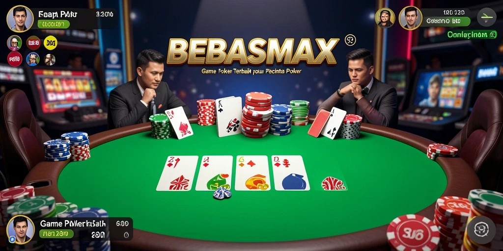 Gambar menunjukkan gameplay seru dari BEBASMAX yang melibatkan berbagai pemain poker.