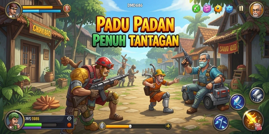 Tampilan gameplay DMD686 yang penuh warna dengan elemen padu padan menarik.
