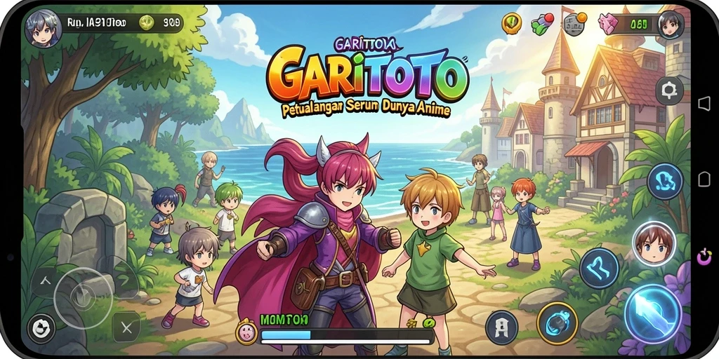 Screenshot gameplay GARITOTO menunjukkan aksi karakter Anime yang mendebarkan.