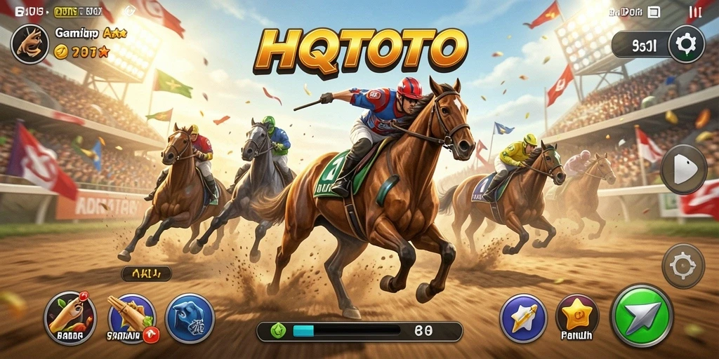 Screenshot HQTOTO menampilkan aksi balap mendebarkan di trek yang menantang.