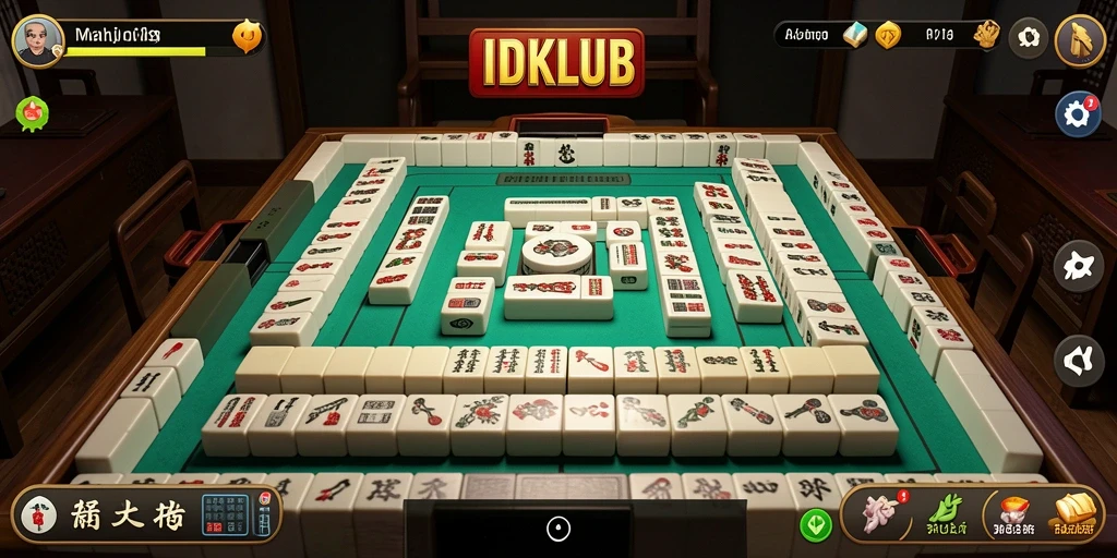 Tampilan gameplay utama IDKLUB yang menonjolkan keindahan Mahjong.