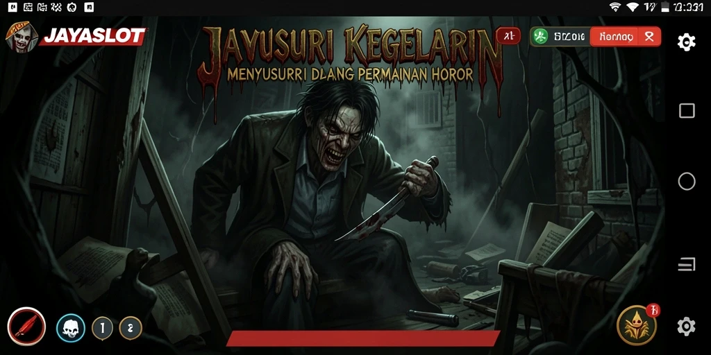 Tampilan gameplay menegangkan dalam JAYASLOT, penuh dengan elemen horor.