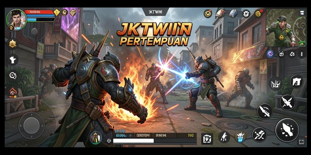 Tampilan gameplay JKTWIN yang intens dan strategis.