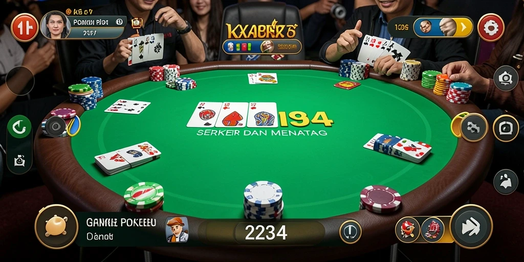 Screenshot gameplay K234 menampilkan aksi seru permainan Poker.