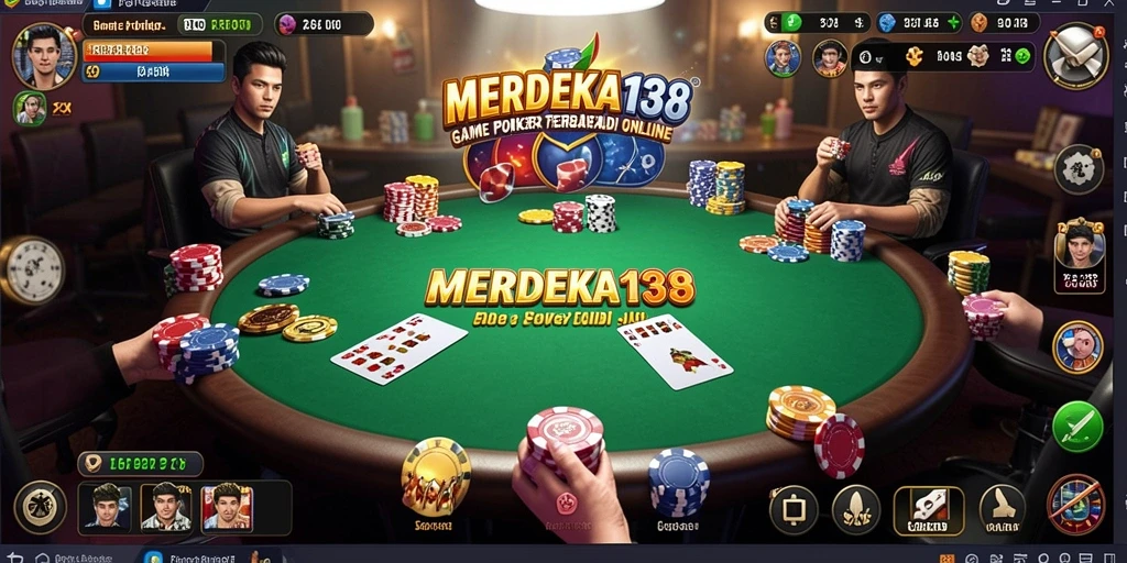 Tampilan gameplay seru di MERDEKA138 dengan aksi poker mendebarkan.