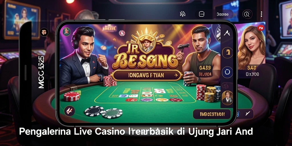 Screenshot gameplay <strong>MG525</strong> menampilkan dealer profesional dan permainan Live Casino yang mendebarkan.