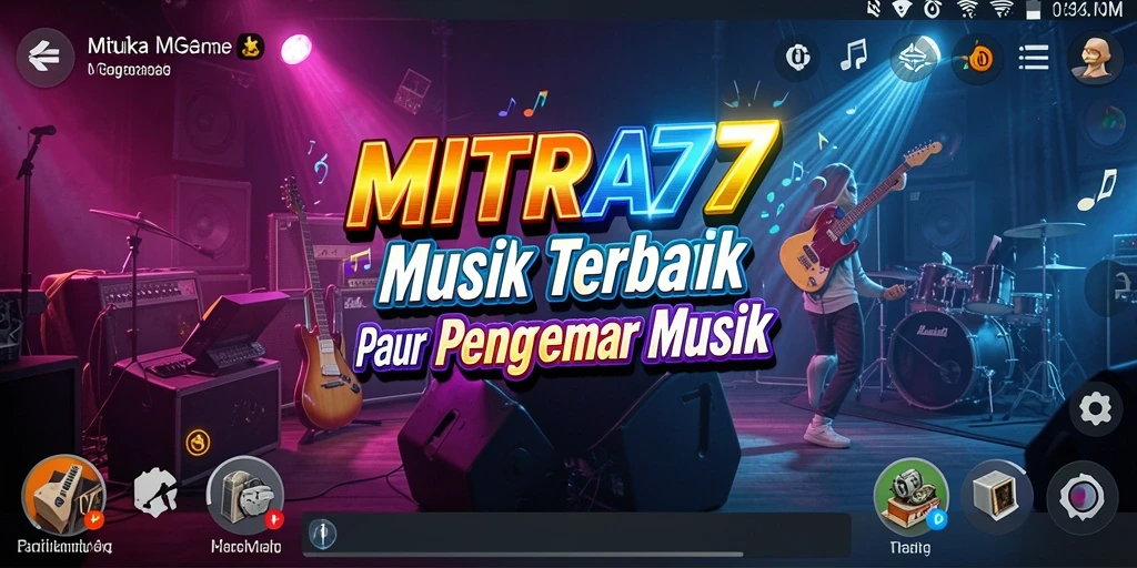 Screenshot gameplay MITRA77 menunjukkan interaksi pengguna yang seru dalam permainan musik.