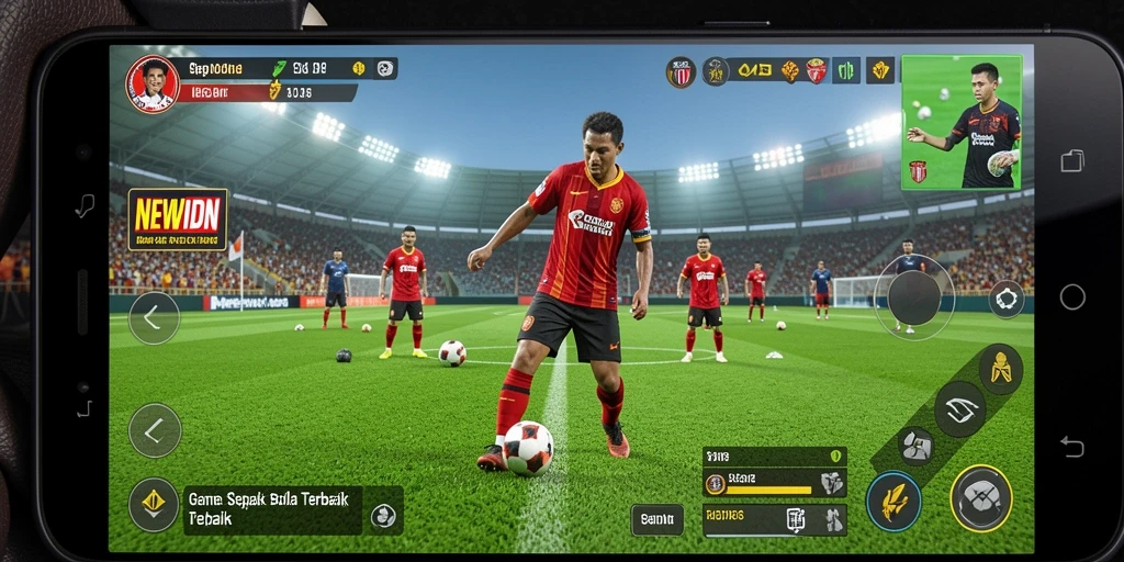 Tampilan gameplay menarik dari NEWIDN yang menampilkan aksi sepak bola.