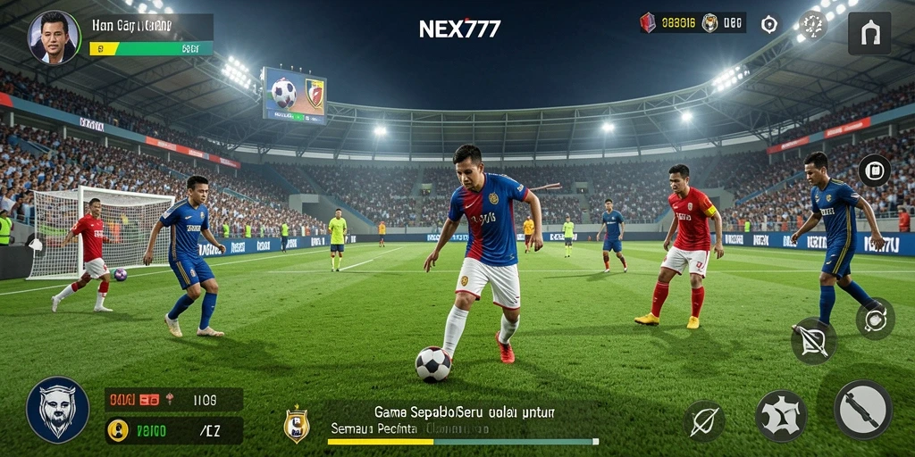 Tampilan gameplay NEX777 yang memukau di lapangan sepakbola.