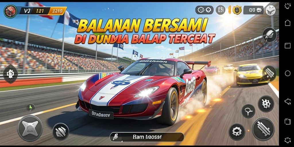 Tampilan gameplay V21 yang mendebarkan dalam balapan.